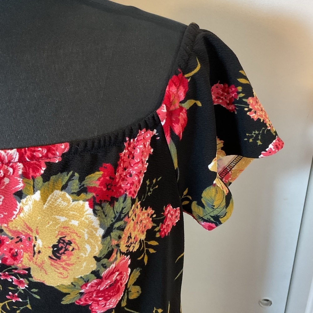 Floral Chic Black Lace Mini Dress 1XL Plus Off The Shoulder Cocktail Night Out - Picture 5 of 8